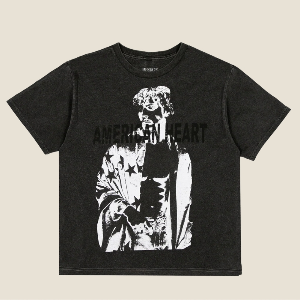 American Heart Graphic T-Shirt XXL Charcoal Black